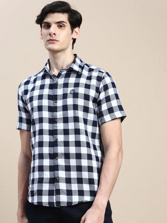 Men White Checked Casual Shirt-WILLACHECKS-100-White