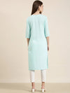 Women Blue Solid Straight Kurta-NJ-A139222-Blue