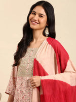 Women's Pink Printed Kurta Set-RF-1950-Peach