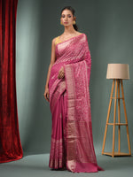 Purple Blended Silk Handwoven Saree With Woven Zari Border-MA50BSL34830114