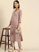 Kurta Pyajama with gota work in Grey Buti Print