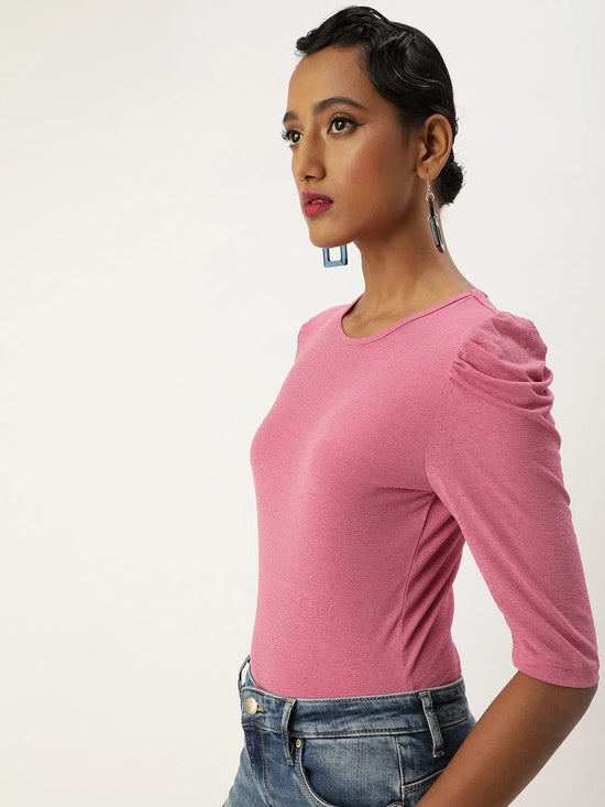 Veni Vidi Vici Mauve Puff Sleeve Top