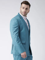 Hangup Men Standard Solid Men Formalwear-TealBlazer