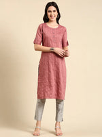 Women's Mauve Solid Straight Kurta-SKC-3326-Mauve