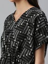 Women's Printed Black Top-AE-10277-Blackwhite