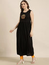 Women Anarkali Black Solid Kurta Comes With Overcoat-GW-4164-Black