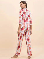 Shirt Pyjama Set in in Peach and Pink Dragonfruit Print