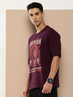 Difference of Opinion Maroon Graphic Oversized T-Shirt-DOOVR231WINE-S