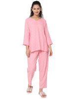 Smarty Pants Women's Cotton Pastel Pink Polka Dot Print Night Suit