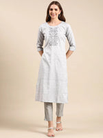 Women's Grey Solid Straight Kurta-SKC-3335-Grey