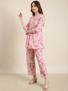 Women Pink Printed Tunic & Palazzos Set-ON-764-Pink