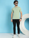 Venitian Men  Pique Matty Cotton Mint 2 Zipper Pocket Polo Neck T-Shirt