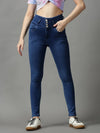 Women's Blue Solid Skinny Fit Denim Jeans-GZ-5319-1-Blue