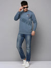 Men Blue Solid Sweatshirt-SCAW-37-Teal