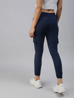 Women's Navy Blue Solid Joggers Track Pant-AN-9017-Navyblue