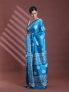 Teal Blue Silk Soft Saree With Texture Print-MA60BSL01400052