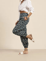 Navy Ikat Cuff Hem Pants