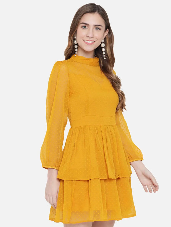 Mustard Dobby Dress