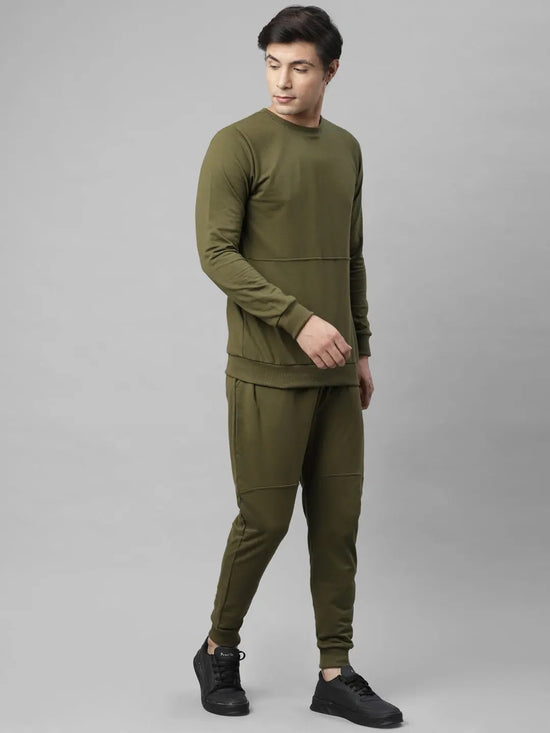 Rigo Solid Round Neck Terry Track Suit-TRKSET1001-S