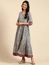 Women's Teal Printed Anarkali Kurta-FS-2838-Teal