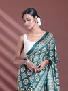 Green Silk Soft Saree With Texture Print-MA60BSL01400034