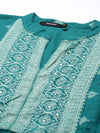 Women's Blue Printed Anarkali Kurta-AT-A-615-Teal