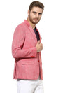 Hangup Men Standard Solid Men Formalwear-RedLinenBlazer