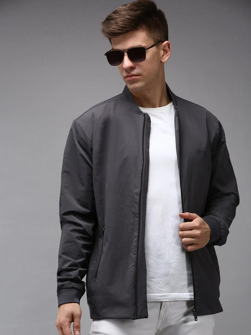 Men Grey Solid Jacket-STCW-64-Grey