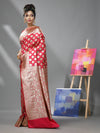 Pink Silk Banarasi Saree With Damask Motifs And Woven Degins-MA52BSL441050097