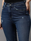 Women's Blue Solid Slim Fit Denim Jeans-GZ-5178-1-Blue