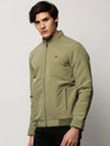 Men Green Solid Casual Bomber Jackets-ZD-3400-Green