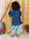 BownBee Boys Hand Embroidered Silk Kurta Sherwani- Blue