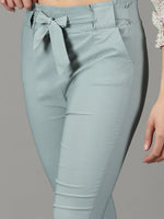 Women's Grey Solid Cigarette Trouser-AL-6272-Grey