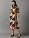 Women's Multi Floral Fit and Flare Dress-AE-444135-Multi