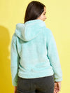 Girls Blue Fur Front Pocket Hoodie Jacket