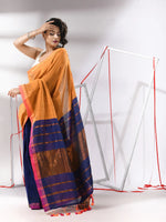 Mustard Patli-Pallu Cotton Saree With Stripes Zari Borders-MA55CT06520106