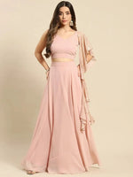 Flared skirt with crop top in Powder Pink