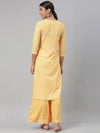 Ahika Women Crepe Yellow Bandhani Printed Straight Kurta Palazzo Set