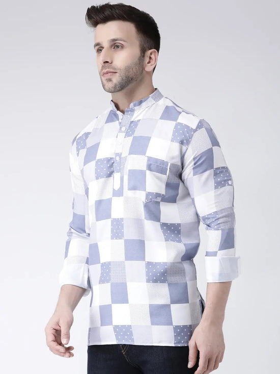 Hangup Men Slim Printed Men's Indian Wear-K17ShortKurta