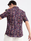 Men Spread Collar Abstract Purple Casual Shirt-REVERIE-2110-Purple