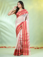 Off White Cotton Handwoven Saree With Ethnic Patterns-MA66CT431930006