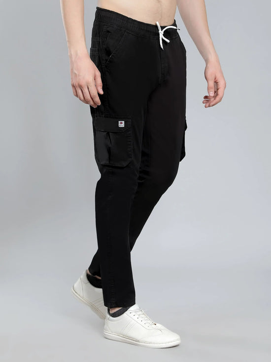 Jogger Cargos with Elastic waist and 6 pockets-Black