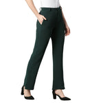 Smarty Pants Women's Cotton Lycra Bell Bottom Bottle Green Color Formal Trouser-SMPT-849E-S