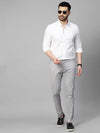 Genips Men's Cotton Stretch Caribbean Slim Fit Solid Light Grey Trousers