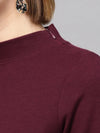 Burgundy High Neck Rib Top