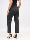 Women Dark Grey Front Darted High Waisted Pants