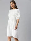 Women White Printed A-Line Dress-AE-9894-Whiteblack