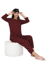 Smarty Pants Women's Cotton Maroon Color Polka Dot Print Night Suit