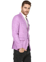 Hangup Men Standard Solid Men Formalwear-DarkPurpleLinenBlazer