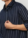 Men Navy Striped Casual Casual Shirts-YARROWSTRIPE-5635-Navyblue